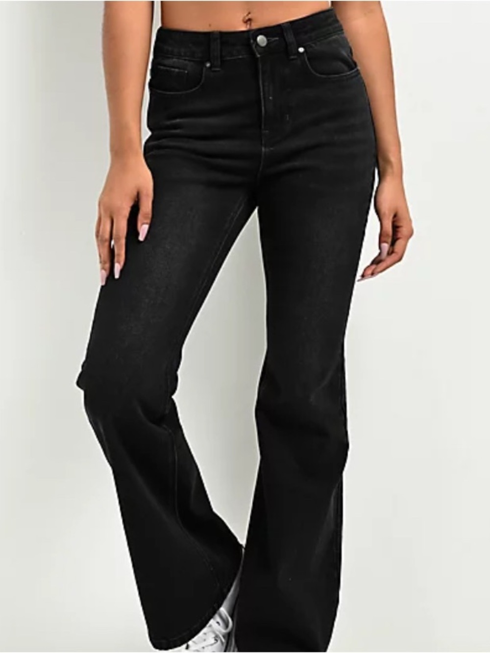 Women's Mid-Rise Black Flare Jeans